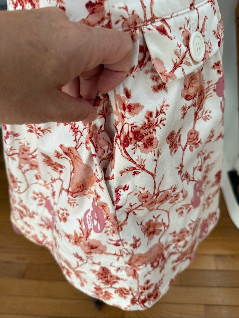 Betsey Johnson Cream and Rose Pink Floral Skull Strapless Party Dress - Picture 6 of 7